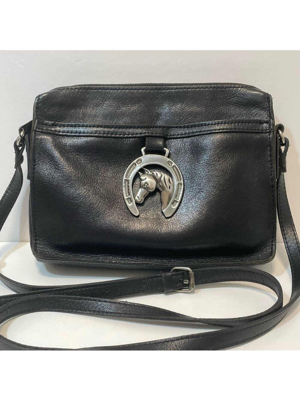 Patricia Nash Nazaire Equestrian Black Leather Bag Heritage Horseshoe EUC - Picture 2 of 16